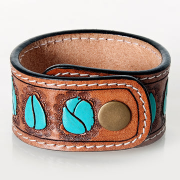 American Darling ADBRF188 Hand tooled carved Genuine Leather Bracelet women